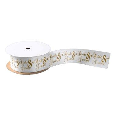 Bride and Groom Script Word Pattern Satin Ribbon