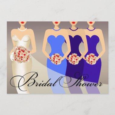 Bride and her Bridesmaids Bridal Shower | cobalt Invitations