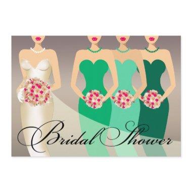 Bride and her Bridesmaids  | green