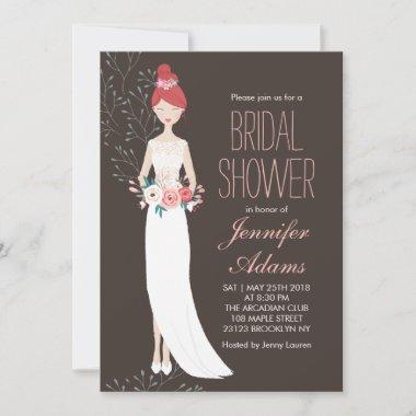 Bride and Wedding Gown Bridal Shower Invitations