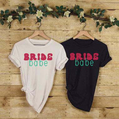 Bride Babe-Bachelorette-Bridal Shower-Retro Bride T-Shirt
