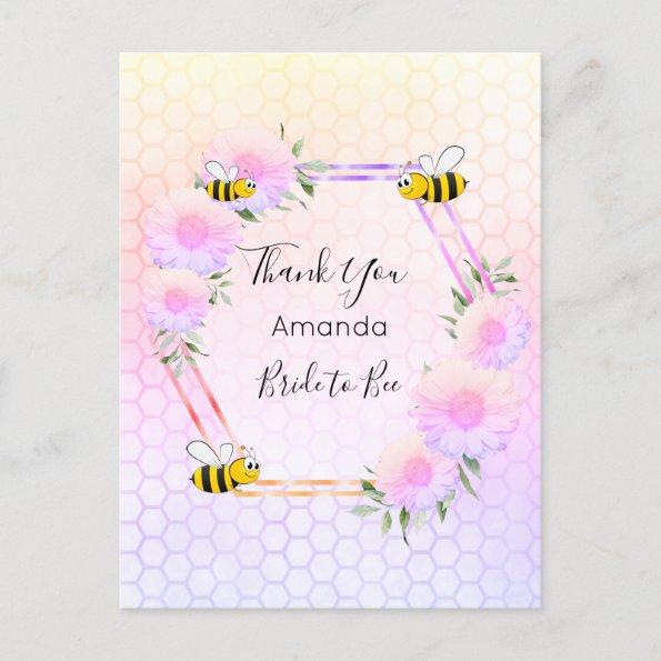 Bride Bee Bridal shower pink florals Thank you PostInvitations