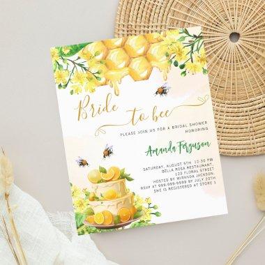 Bride bee yellow floral bridal shower Invitations