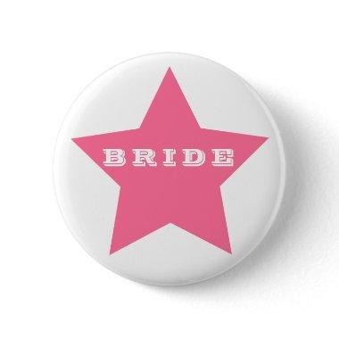 Bride | Big Hot Pink Star Button