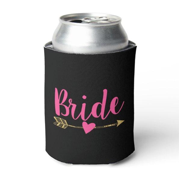 Bride|Black & Hot Pink Can Cooler
