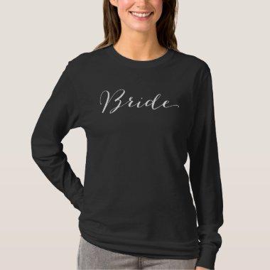 Bride Black Script Bridal Party Wedding T-shirt