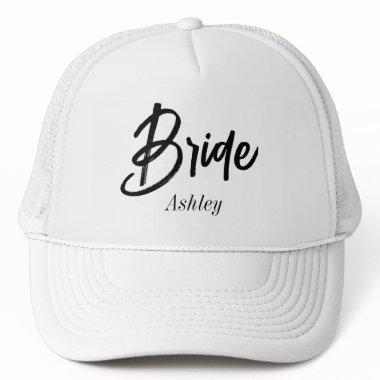 Bride Black White Script Wedding Trucker Hat