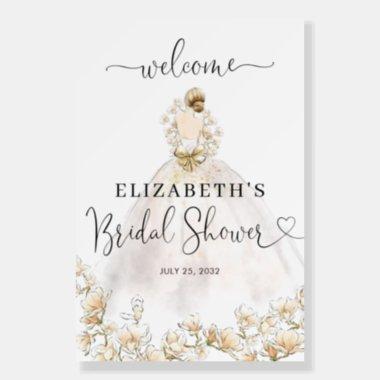 Bride Blonde Dress Floral Welcome Bridal Shower Foam Board