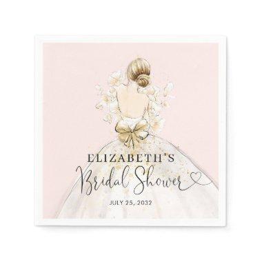 Bride Blonde Dress Pink Gold Floral Bridal Shower Napkins
