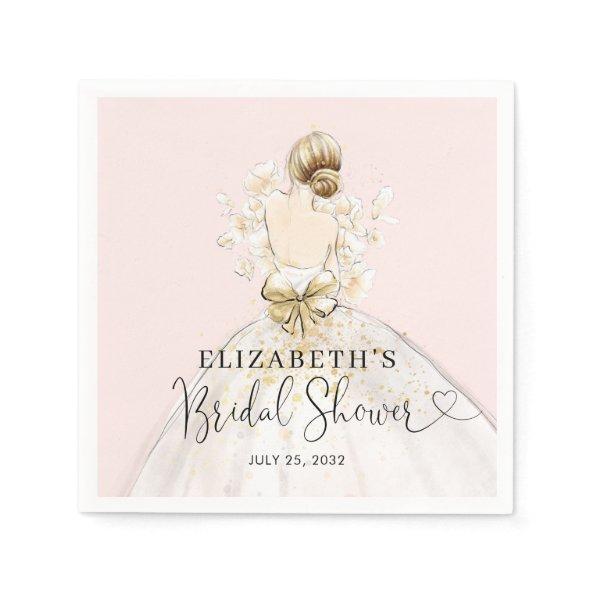 Bride Blonde Dress Pink Gold Floral  Napkins
