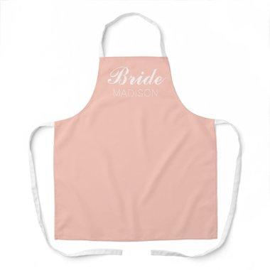 Bride Blush Pink Coral Script Kitchen Apron