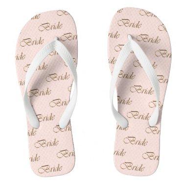 Bride blush pink gold calligraphy pattern elegant flip flops