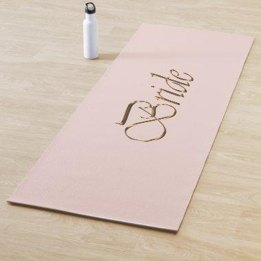 Bride blush pink gold script elegant chic wedding yoga mat