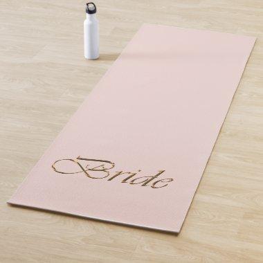 Bride blush pink gold script girly chic wedding yoga mat