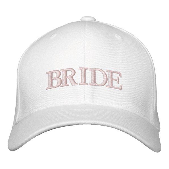 Bride blush pink white elegant chic embroidered baseball cap