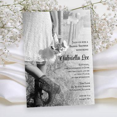 Bride, Boots and Sunflowers Western Bridal Shower Invitations