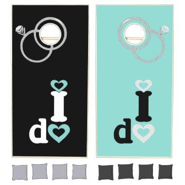 BRIDE & Bridal Party Reception I DO Wedding Rings Cornhole Set