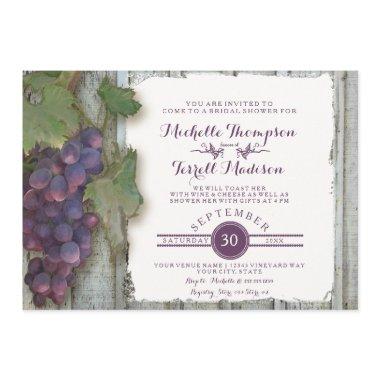 Bride Bridal Shower Rustic Country Wine Vineyard Invitations