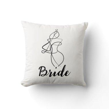 Bride. Bridal Shower Wedding Party. Woman Line Art Throw Pillow