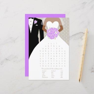 Bride Bridal Shower word search game purple roses