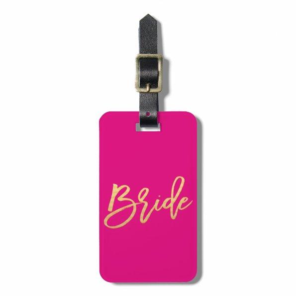 Bride/Bride Tribe Hot Pink and Gold Travel Luggage Tag