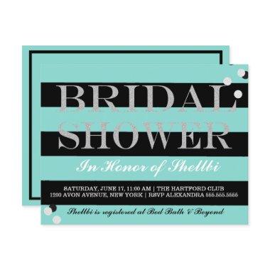 BRIDE & Bridesmaids Black Teal Blue Bridal Shower Invitations