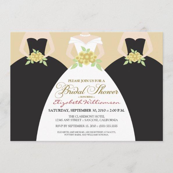 Bride & Bridesmaids Bridal Shower Invite (black)