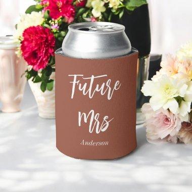 Bride Brown White Future Mrs Elegant Can Cooler