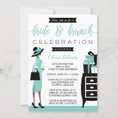 Bride & Brunch Shower Invitations, Blue, Black Invitations