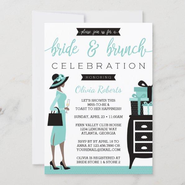 Bride & Brunch Shower Invitations, Blue, Black Invitations