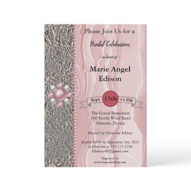 Bride Celebration Foil & Dusty Rose Silk, Pearls I