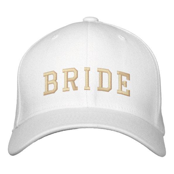 Bride | Champagne Gold Bachelorette Modern Embroidered Baseball Cap