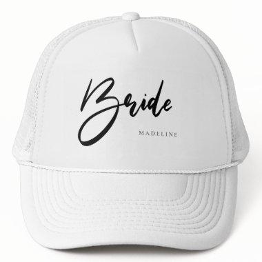 Bride Chic Black Typography Personalized White Trucker Hat