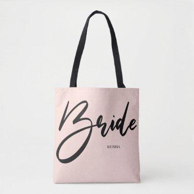 Bride Chic Blush Pink and Black Handwriting Tote Bag