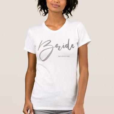 Bride Chic Faux Silver Typography Personalized T-Shirt