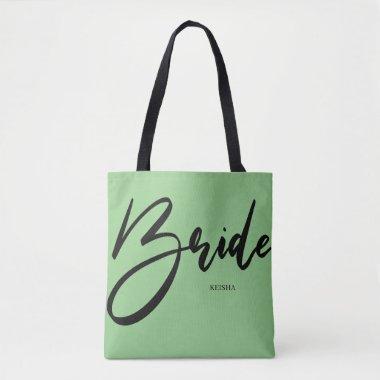 Bride Chic Mint Green Calligraphy Custom Tote Bag