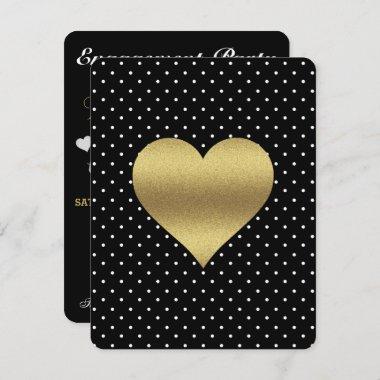 BRIDE & CO Black And Gold Heart & Polka Dot Party Invitations
