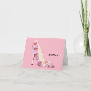 Bride & Co Bride Pink Floral Heels Personal Note Invitations