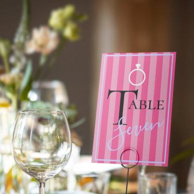 BRIDE & CO Love Pink Bridal Lingerie Shower Party Table Number