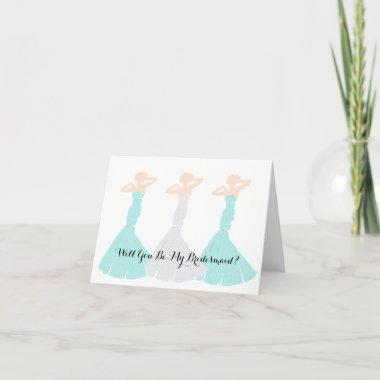 BRIDE & CO Mint Green Be My Bridesmaid Party Note Invitations
