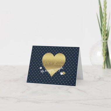Bride & Co Navy & Gold Heart Wedding Party Note Invitations