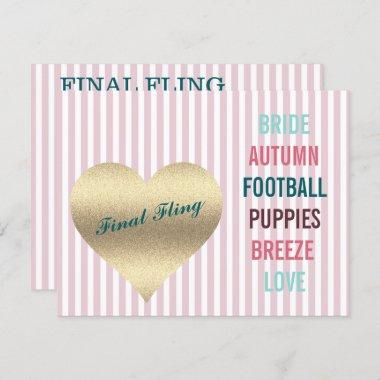 BRIDE CO Pink Final Fling Shower Tailgate Party Invitations
