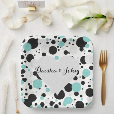 BRIDE & CO Silver Heart Polka Dot Party Plates