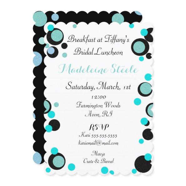 BRIDE & CO Teal Blue Black Polka Dot Party Shower Invitations