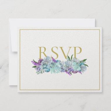 BRIDE CO Teal Blue Bouquet Tradition Wedding Suite RSVP Card