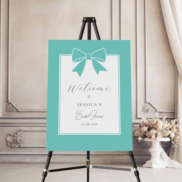 Bride & Co. Teal Blue Bow  Welcome Foam Board