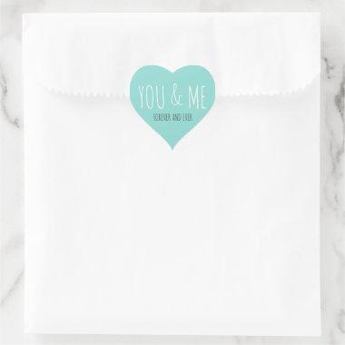 BRIDE CO Teal Blue Forever You & Me Wedding Suite Heart Sticker