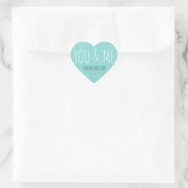 BRIDE CO Teal Blue Forever You & Me Wedding Suite Heart Sticker