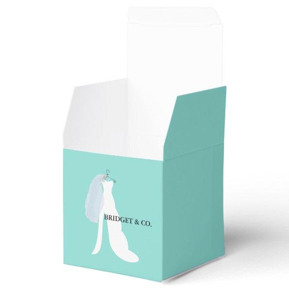 BRIDE & CO Teal Blue Here Comes The Bride Party Favor Box