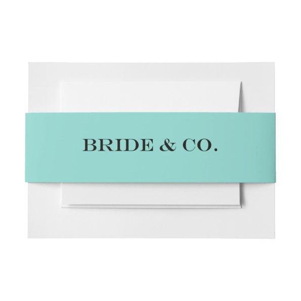 BRIDE & CO Teal Blue Invitations Belly Bands Invitations Belly Band